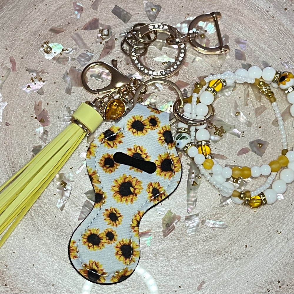 Yellow Sunflower Bracelet Keychain
